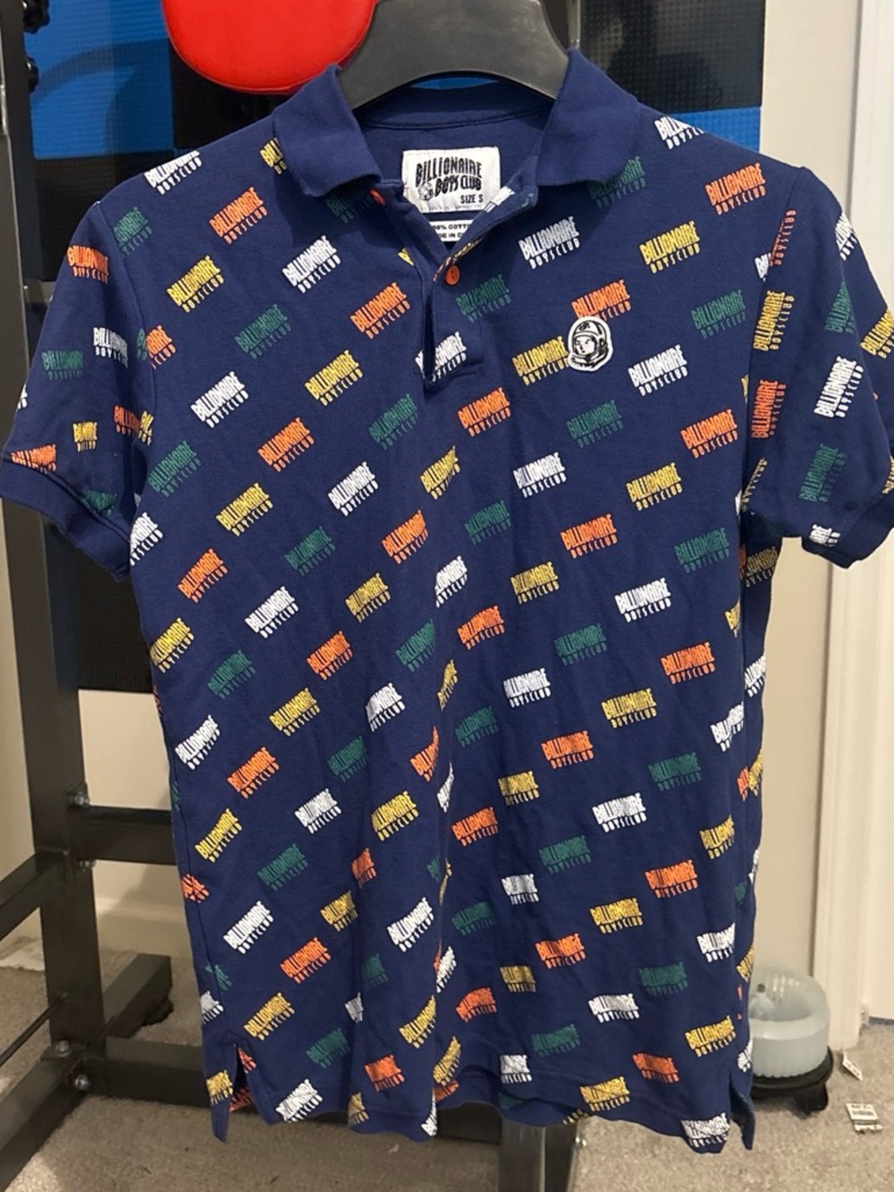 Billionaire Boys Club Navy Polo with Multicolor Logo Print